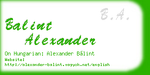 balint alexander business card